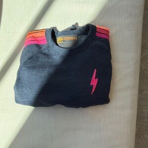 Aviator Nation Charcoal Sweatshirt with Pink Lightning Bolt